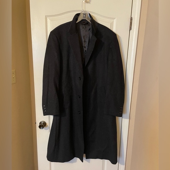Pronto Moda Men’s 'HARVARD’ Cashmere Long Top Over Coat 46 L Charcoal Gray - Picture 2 of 9